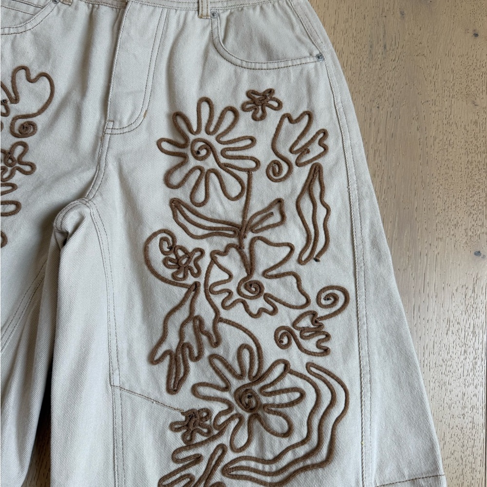 Sold ❌Free People Long Shorts We The Free Cruisin' Soutache Jorts Ivory FESTIVAL - Picture 6 of 9